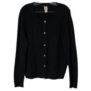 NWOT H&M Black Button Down Sweater Rosette 🏵️ Buttons NEVER WORN